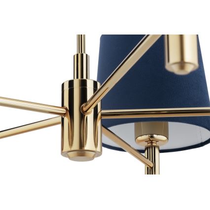 Brilagi - Loftlampe på stang MONTE 5xE27/60W/230V blå/guld