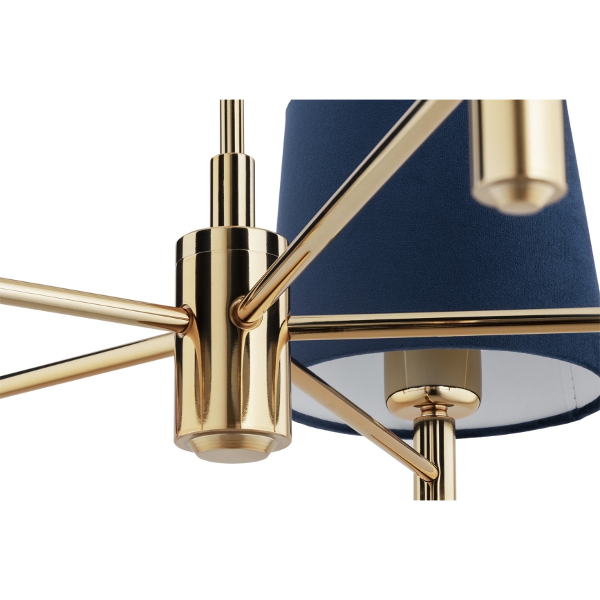 Brilagi - Loftlampe på stang MONTE 5xE27/60W/230V blå/guld