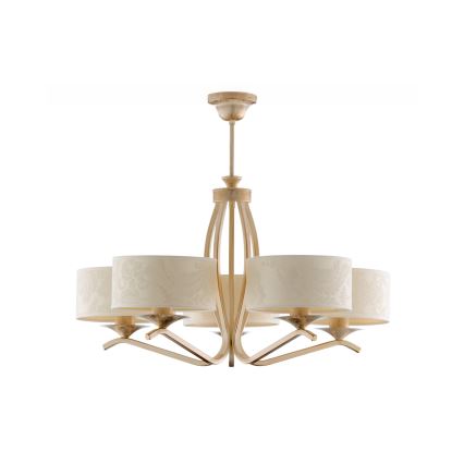 Brilagi - Loftlampe på stang SAPHIRE 5x E27/15W/230V Ø 66 cm creme/guld/patina