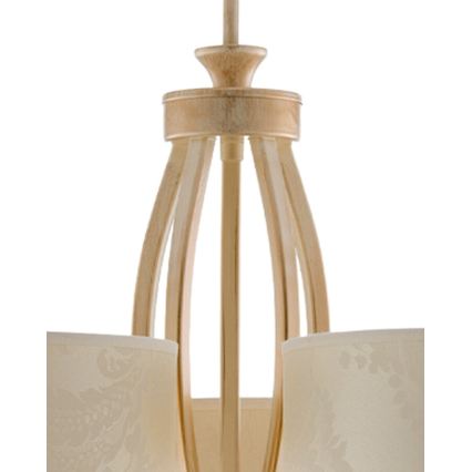 Brilagi - Loftlampe på stang SAPHIRE 5x E27/15W/230V Ø 66 cm creme/guld/patina