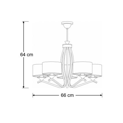 Brilagi - Loftlampe på stang SAPHIRE 5x E27/15W/230V Ø 66 cm creme/guld/patina