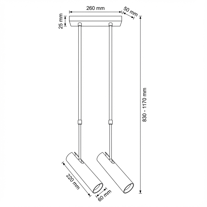 Brilagi - Loftlampe på stang SELE 2xGU10/30W/230V hvid