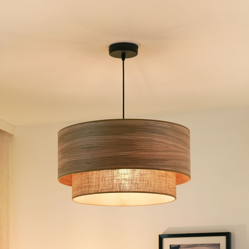 Brilagi - Loftlampe på wire MONTANA BOHO 1xE27/15W/230V Ø 45 cm brun/sort