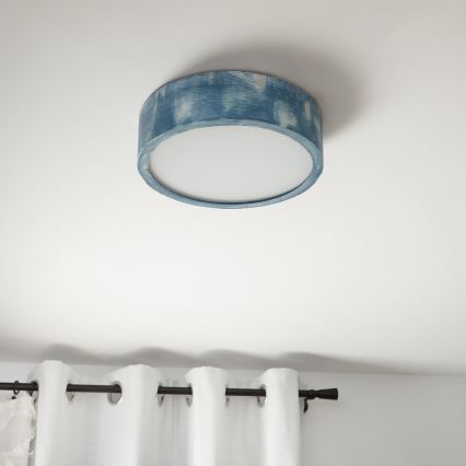 Brilagi - Loftlampe PINO 1xE27/15W/230V, fyrretræ/blå, Ø 27,5 cm