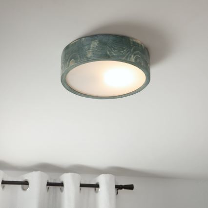 Brilagi - Loftlampe PINO 1xE27/15W/230V fyrretræ/grøn Ø 27,5 cm