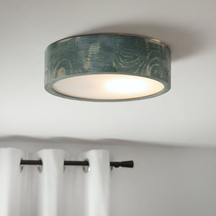 Brilagi - Loftlampe PINO 1xE27/15W/230V fyrretræ/grøn Ø 27,5 cm