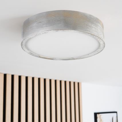 Brilagi - Loftlampe PINO 1xE27/15W/230V fyrretræ/sølv Ø 27,5 cm