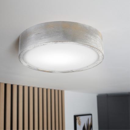 Brilagi - Loftlampe PINO 1xE27/15W/230V fyrretræ/sølv Ø 27,5 cm