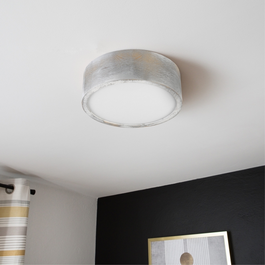 Brilagi - Loftlampe PINO 1xE27/15W/230V fyrretræ/sølv Ø 27,5 cm