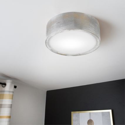 Brilagi - Loftlampe PINO 1xE27/15W/230V fyrretræ/sølv Ø 27,5 cm