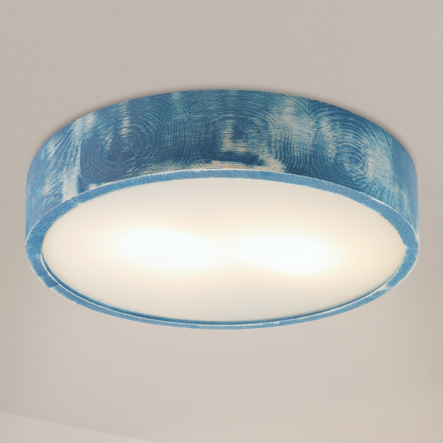 Brilagi - Loftlampe PINO 2xE27/15W/230V fyrretræ/blå Ø 37,5 cm