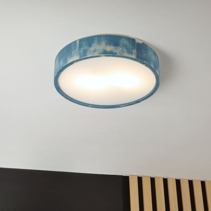 Brilagi - Loftlampe PINO 2xE27/15W/230V fyrretræ/blå Ø 37,5 cm