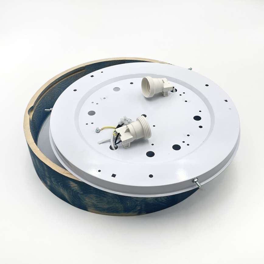 Brilagi - Loftlampe PINO 2xE27/15W/230V fyrretræ/blå Ø 37,5 cm