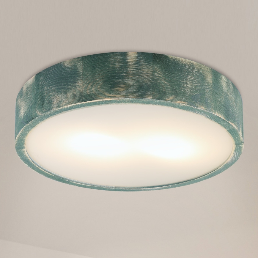 Brilagi - Loftlampe PINO 2xE27/15W/230V fyrretræ/grøn Ø 37,5 cm