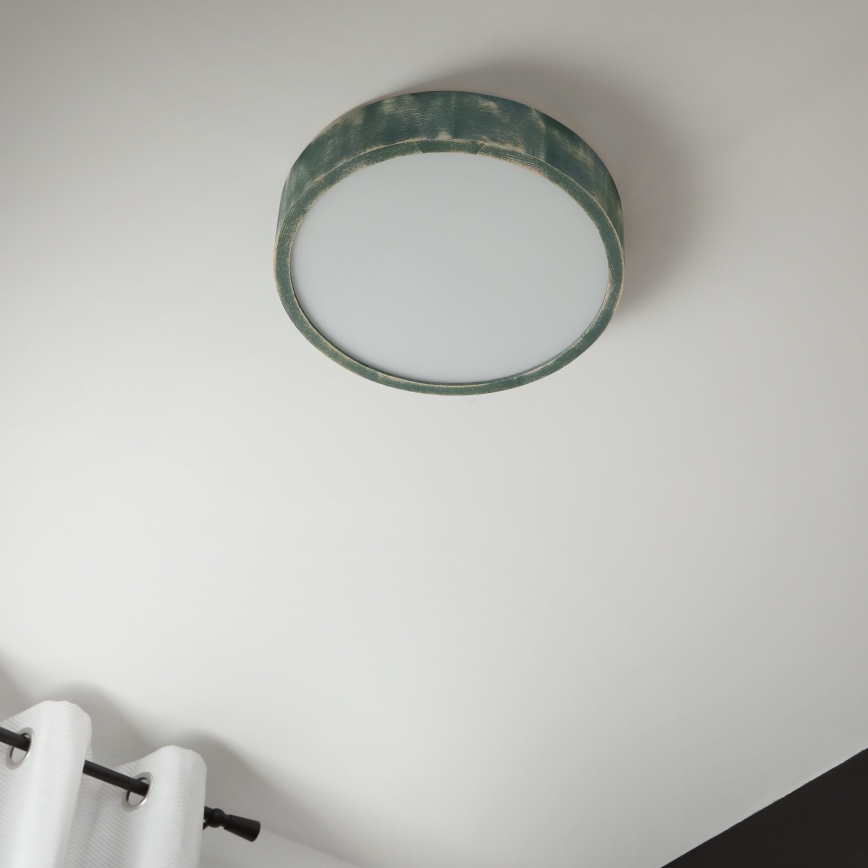 Brilagi - Loftlampe PINO 2xE27/15W/230V fyrretræ/grøn Ø 37,5 cm