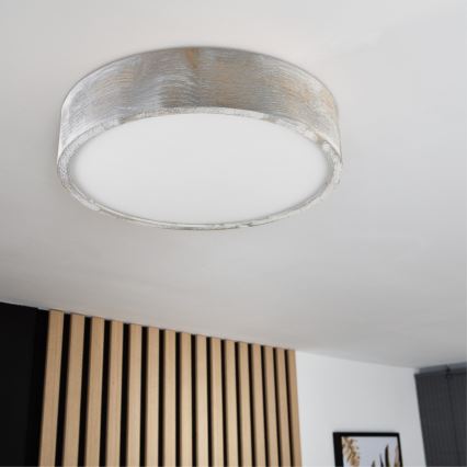 Brilagi - Loftlampe PINO 2xE27/15W/230V fyrretræ/sølv Ø 37,5 cm