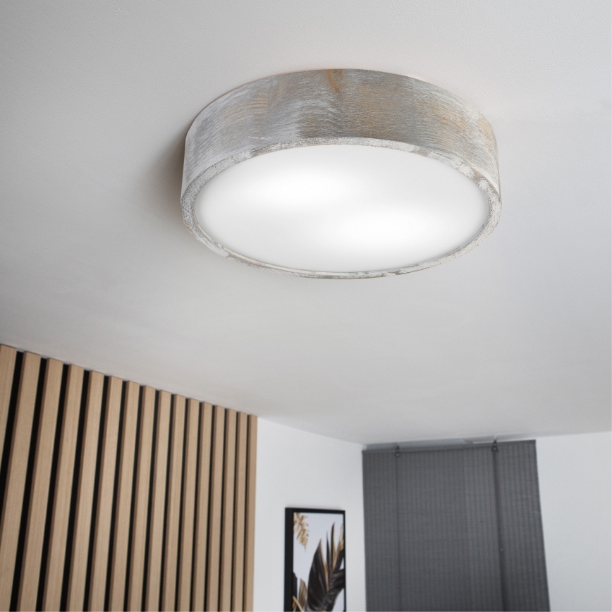Brilagi - Loftlampe PINO 2xE27/15W/230V fyrretræ/sølv Ø 37,5 cm