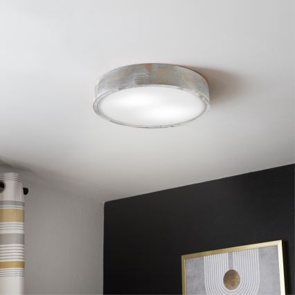 Brilagi - Loftlampe PINO 2xE27/15W/230V fyrretræ/sølv Ø 37,5 cm