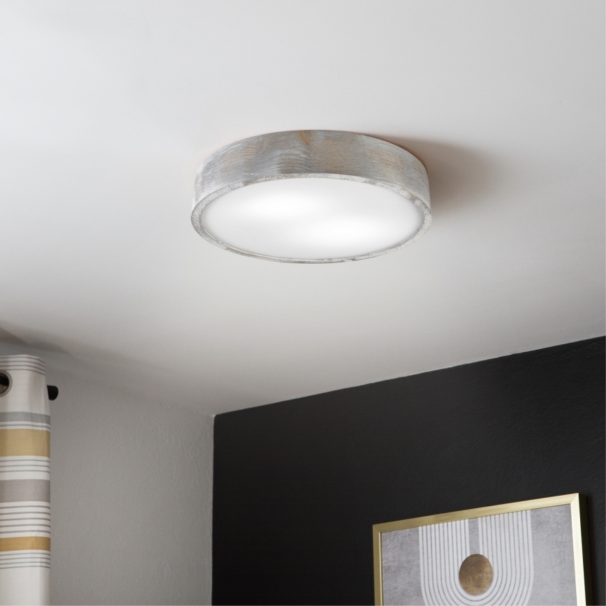 Brilagi - Loftlampe PINO 2xE27/15W/230V fyrretræ/sølv Ø 37,5 cm