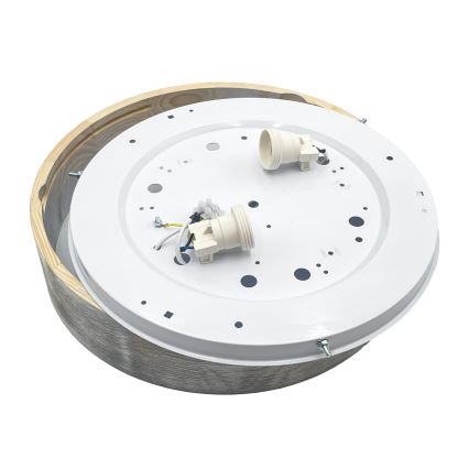 Brilagi - Loftlampe PINO 2xE27/15W/230V fyrretræ/sølv Ø 37,5 cm