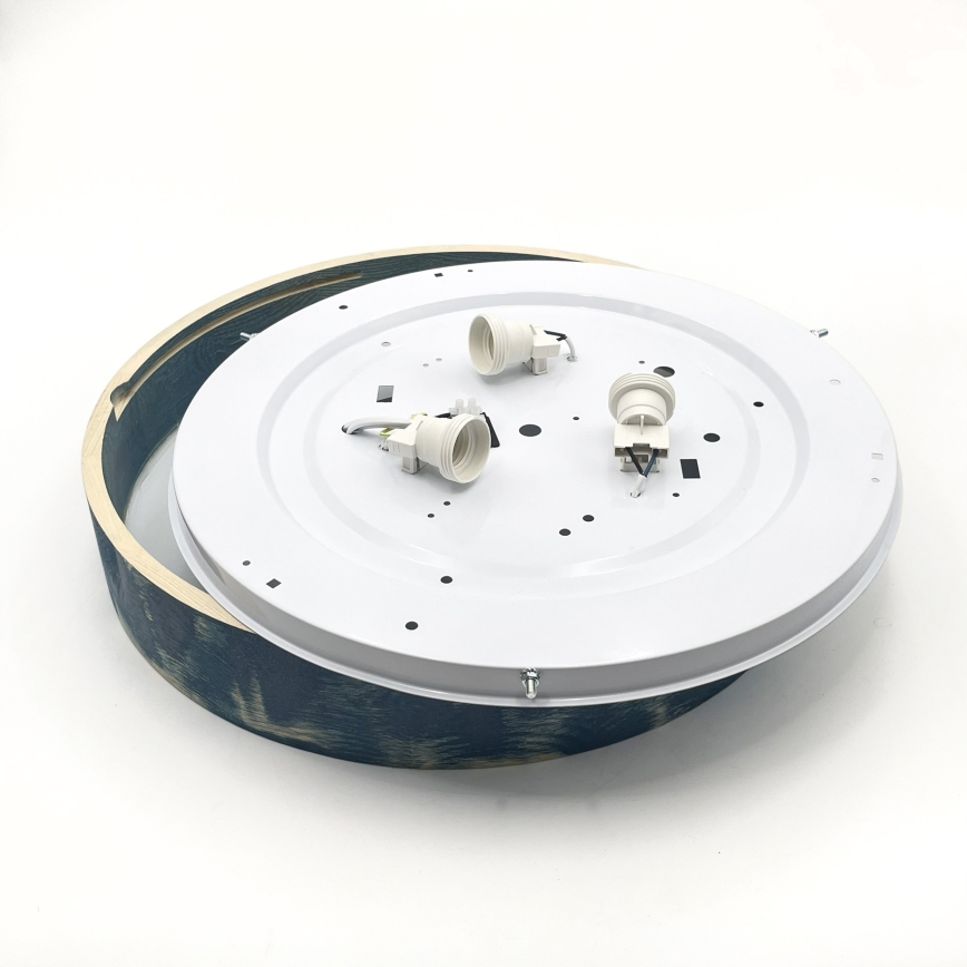 Brilagi - Loftlampe PINO 3xE27/15W/230V fyrretræ/blå Ø 47,5 cm