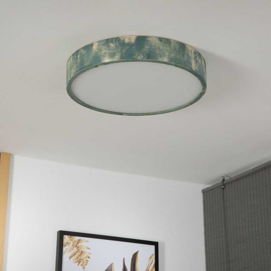 Brilagi - Loftlampe PINO 3xE27/15W/230V fyrretræ/grøn Ø 47,5 cm