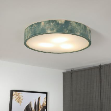 Brilagi - Loftlampe PINO 3xE27/15W/230V fyrretræ/grøn Ø 47,5 cm