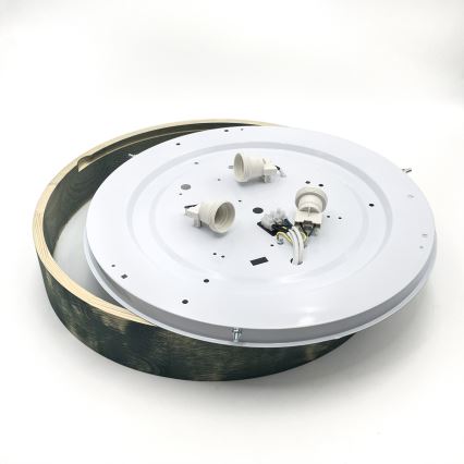 Brilagi - Loftlampe PINO 3xE27/15W/230V fyrretræ/grøn Ø 47,5 cm