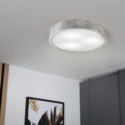 Brilagi - Loftlampe PINO 3xE27/15W/230V fyrretræ/sølv Ø 47,5 cm