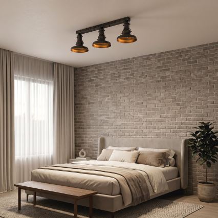 Brilagi - Loftlampe PYRONIC 3xE27/40W/230V bronze/patina
