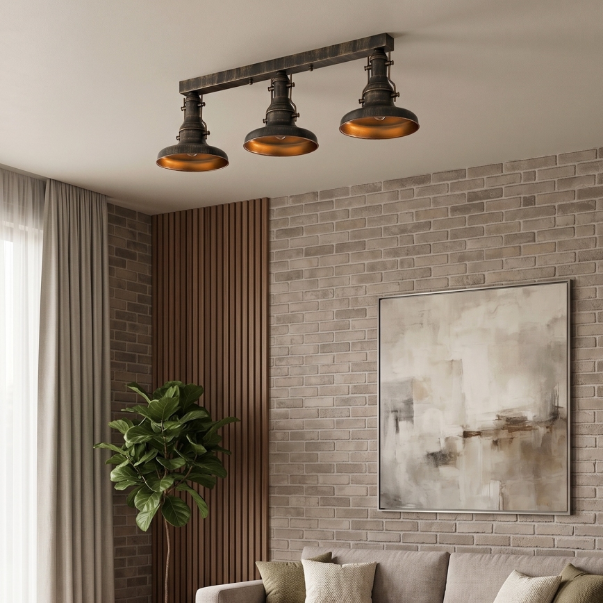Brilagi - Loftlampe PYRONIC 3xE27/40W/230V bronze/patina