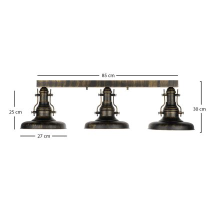 Brilagi - Loftlampe PYRONIC 3xE27/40W/230V bronze/patina