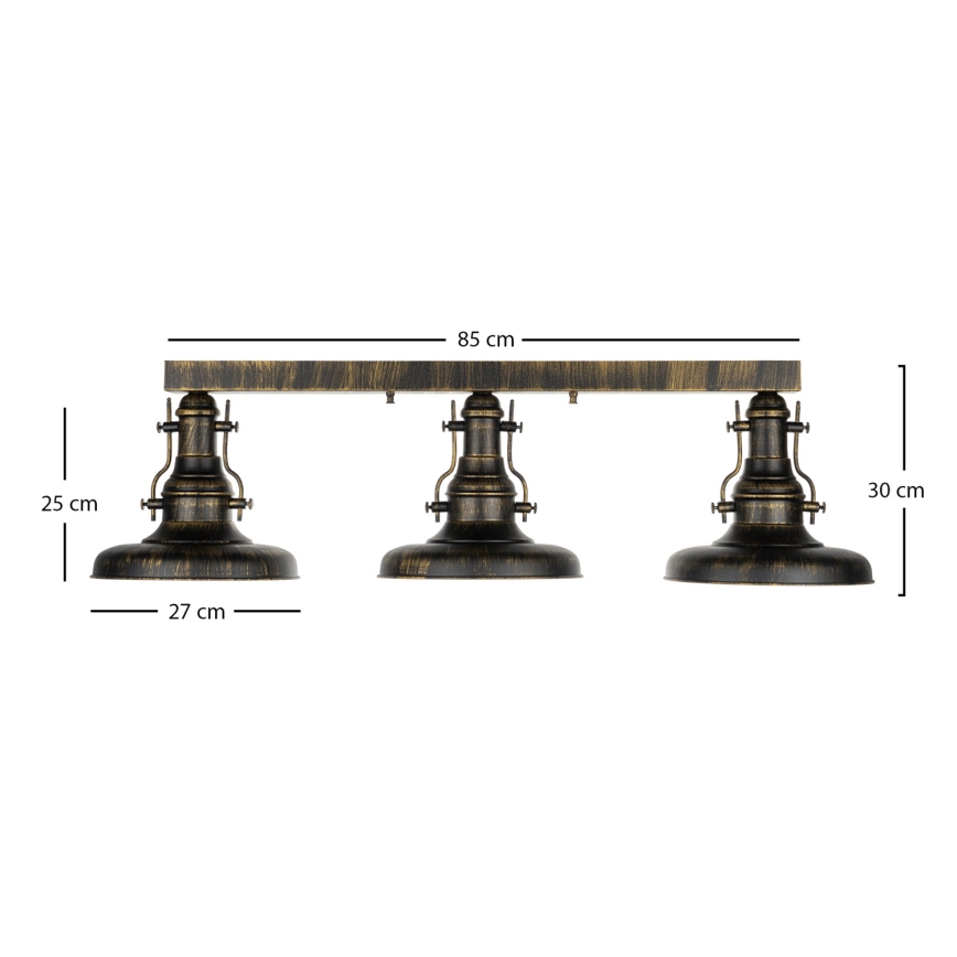 Brilagi - Loftlampe PYRONIC 3xE27/40W/230V bronze/patina