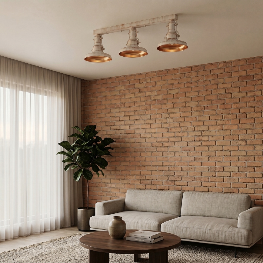 Brilagi - Loftlampe PYRONIC 3xE27/40W/230V creme/patina