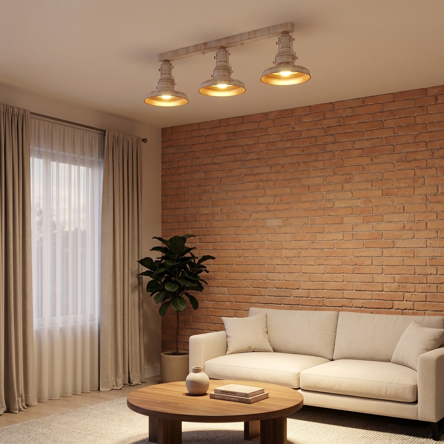 Brilagi - Loftlampe PYRONIC 3xE27/40W/230V creme/patina