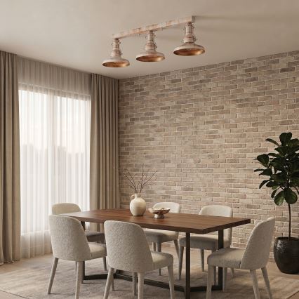 Brilagi - Loftlampe PYRONIC 3xE27/40W/230V creme/patina