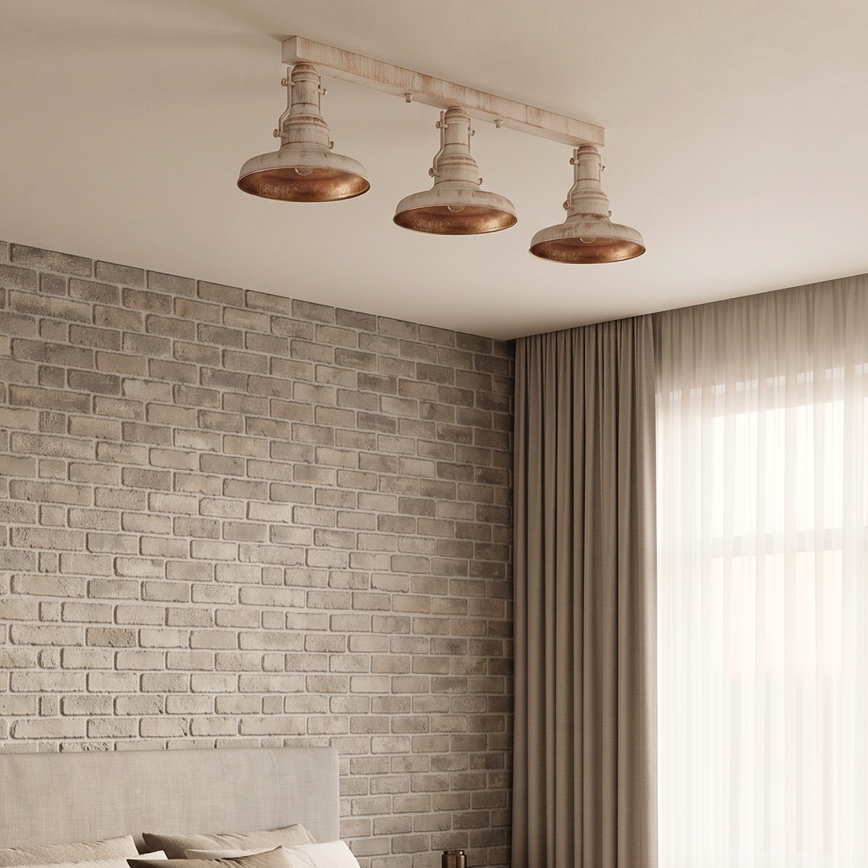 Brilagi - Loftlampe PYRONIC 3xE27/40W/230V creme/patina