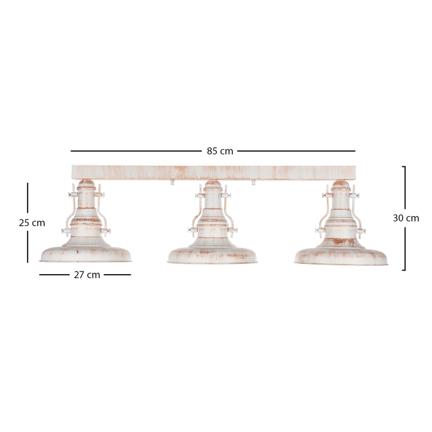 Brilagi - Loftlampe PYRONIC 3xE27/40W/230V creme/patina