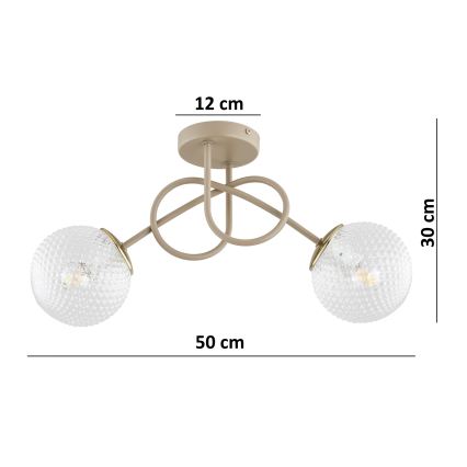 Brilagi - Loftlampe STELLA 2xE27/60W/230V beige/guld