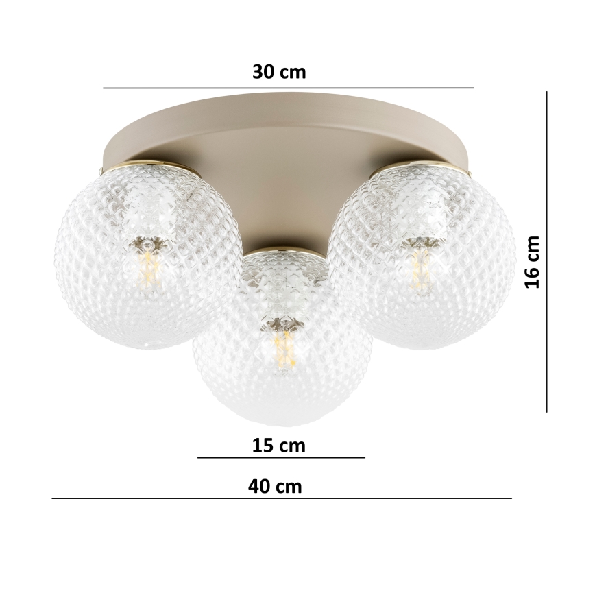 Brilagi - Loftlampe STELLA 3xE27/60W/230V Ø 35 cm beige/guld