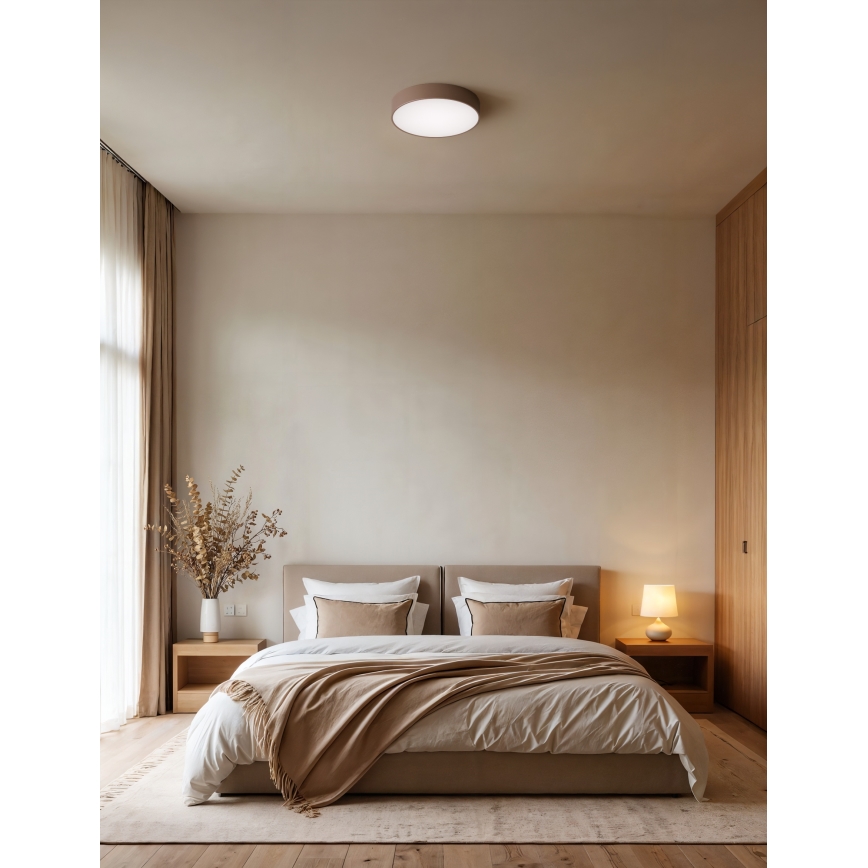 Brilagi - Badeværelsesloftlampe med bevægelses- og skumringssensor CLARE 4xE27/24W/230V Ø 50 cm brun IP54