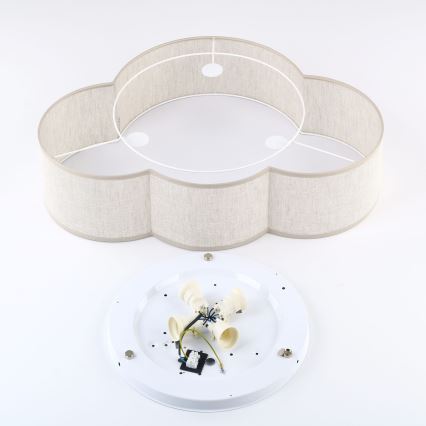 Brilagi - Loftlampe til børneværelset NIMBUS 4xE27/15W/230V 46x63 cm beige