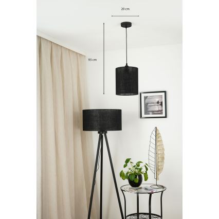 Brilagi - Loftlampe på kabel TUBES 1xE27/15W/230V Ø 20 cm sort