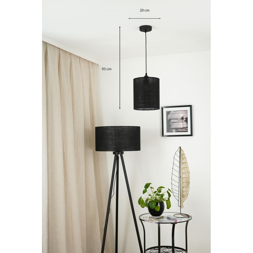 Brilagi - Loftlampe på kabel TUBES 1xE27/15W/230V Ø 20 cm sort
