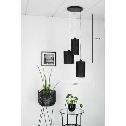Brilagi - Loftlampe på kabel TUBES 3xE27/15W/230V sort