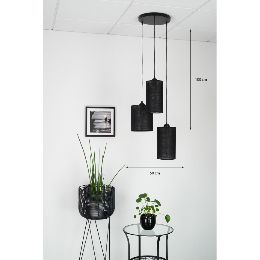 Brilagi - Loftlampe på kabel TUBES 3xE27/15W/230V sort