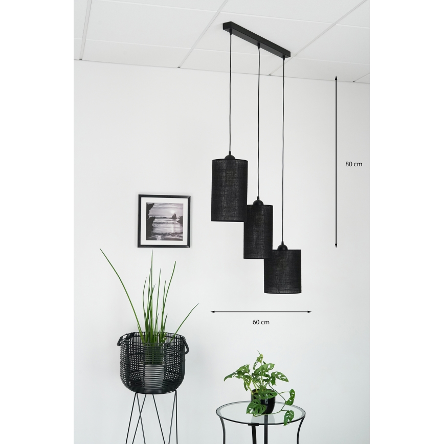 Brilagi - Loftlampe på kabel TUBES 3xE27/15W/230V sort