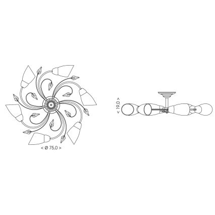 BRILAGI - Loftlampe WILLOW 6xE27/40W/230V Ø 75 cm bronzefarvet