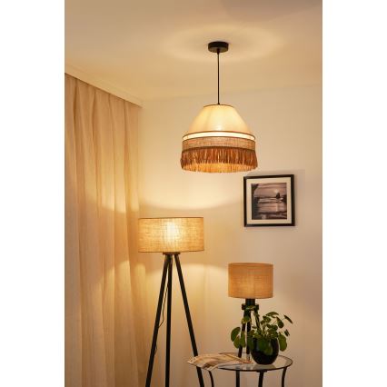 Brilagi - Loftlampe på kabel WINNETOU AVIGNION 1xE27/15W/230V Ø 35 cm brun/creme