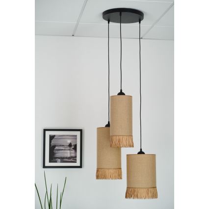 Brilagi - Loftlampe på kabel WINNETOU TUBES 3xE27/15W/230V brun/sort